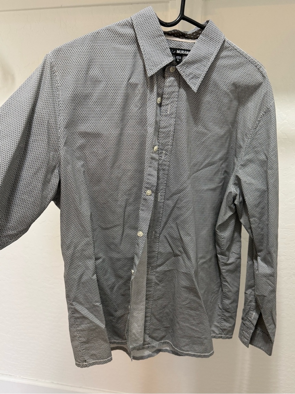 Murano Men's Black & White Micro-Pattern Button-Down Shirt